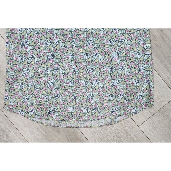 Alan Flusser Size Medium Men's Cotton Paisley Colorful Button Down Dress Shirt - Picture 7 of 10